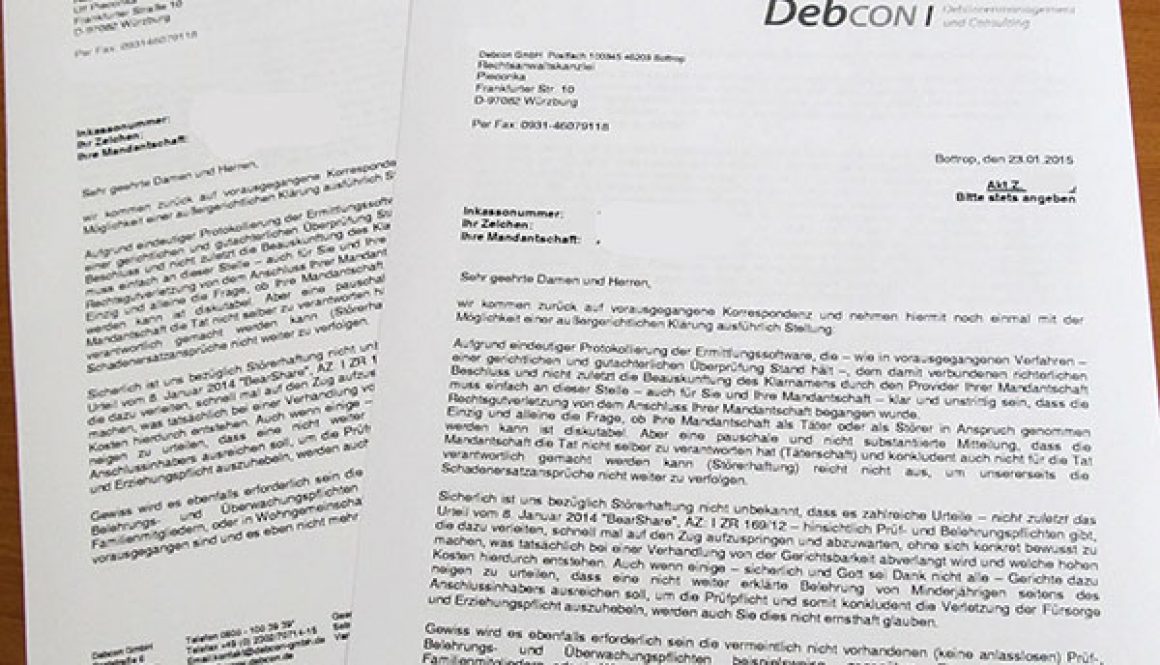 Filesharing und Verjährung - Forderung von debcon